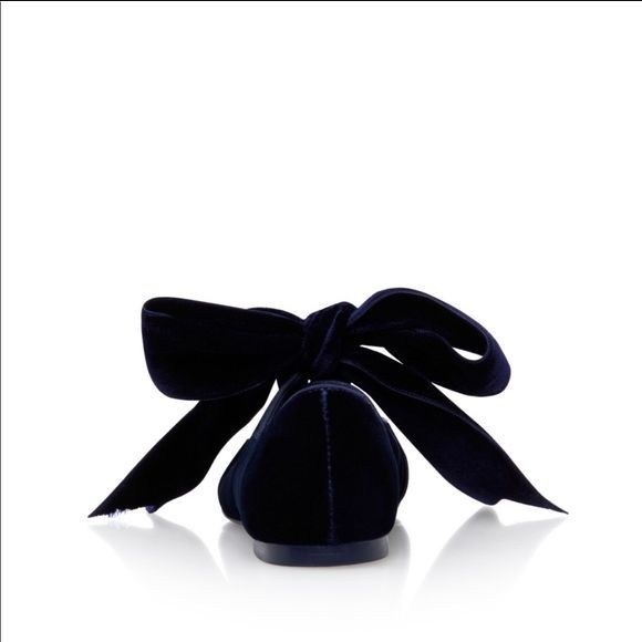 Tory Burch Navy Blue Suede Leather Velvet Bow Clara Ballet Flat Size 6M - Picture 12 of 12